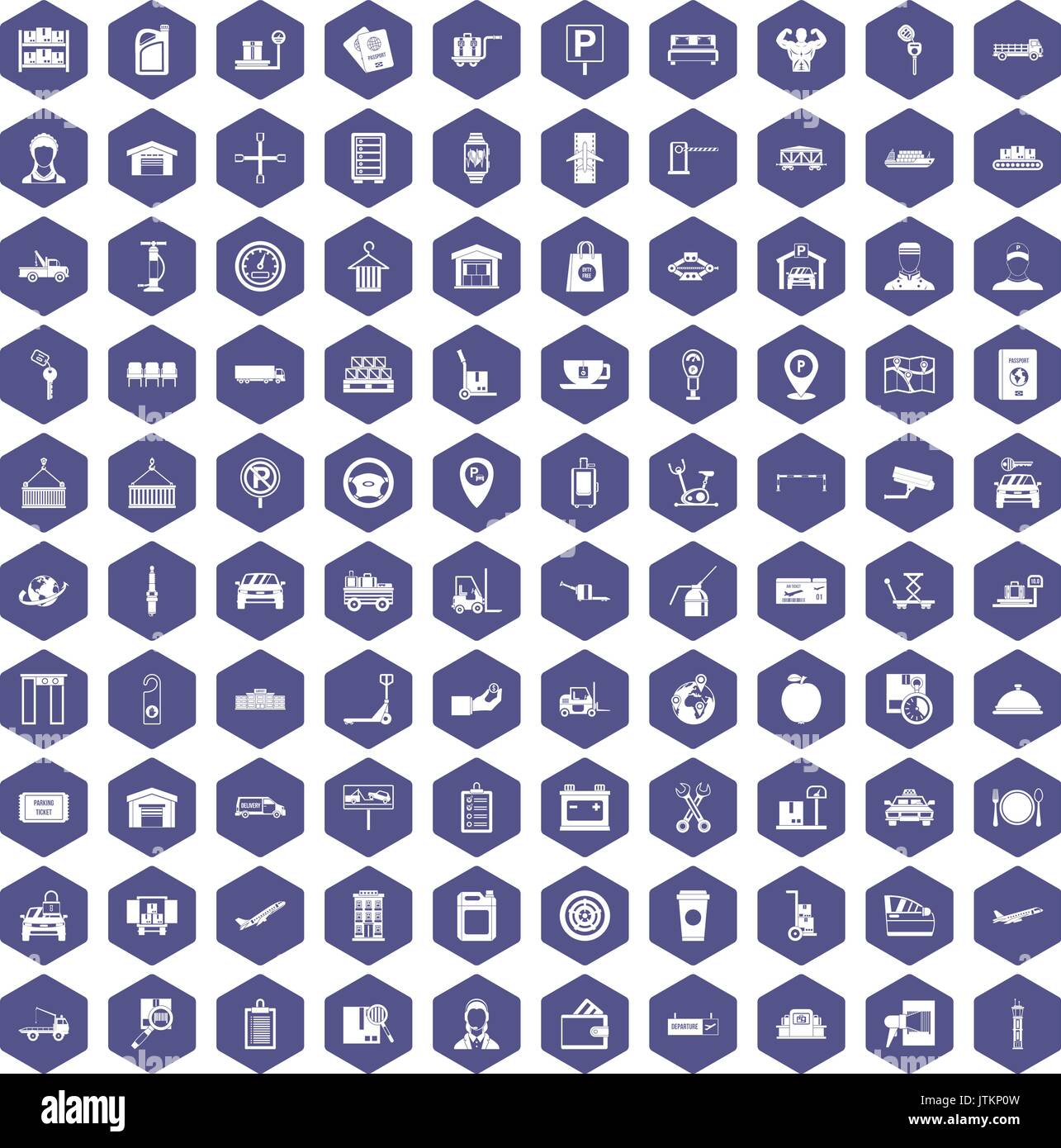 100 loader icons hexagon purple Stock Vector