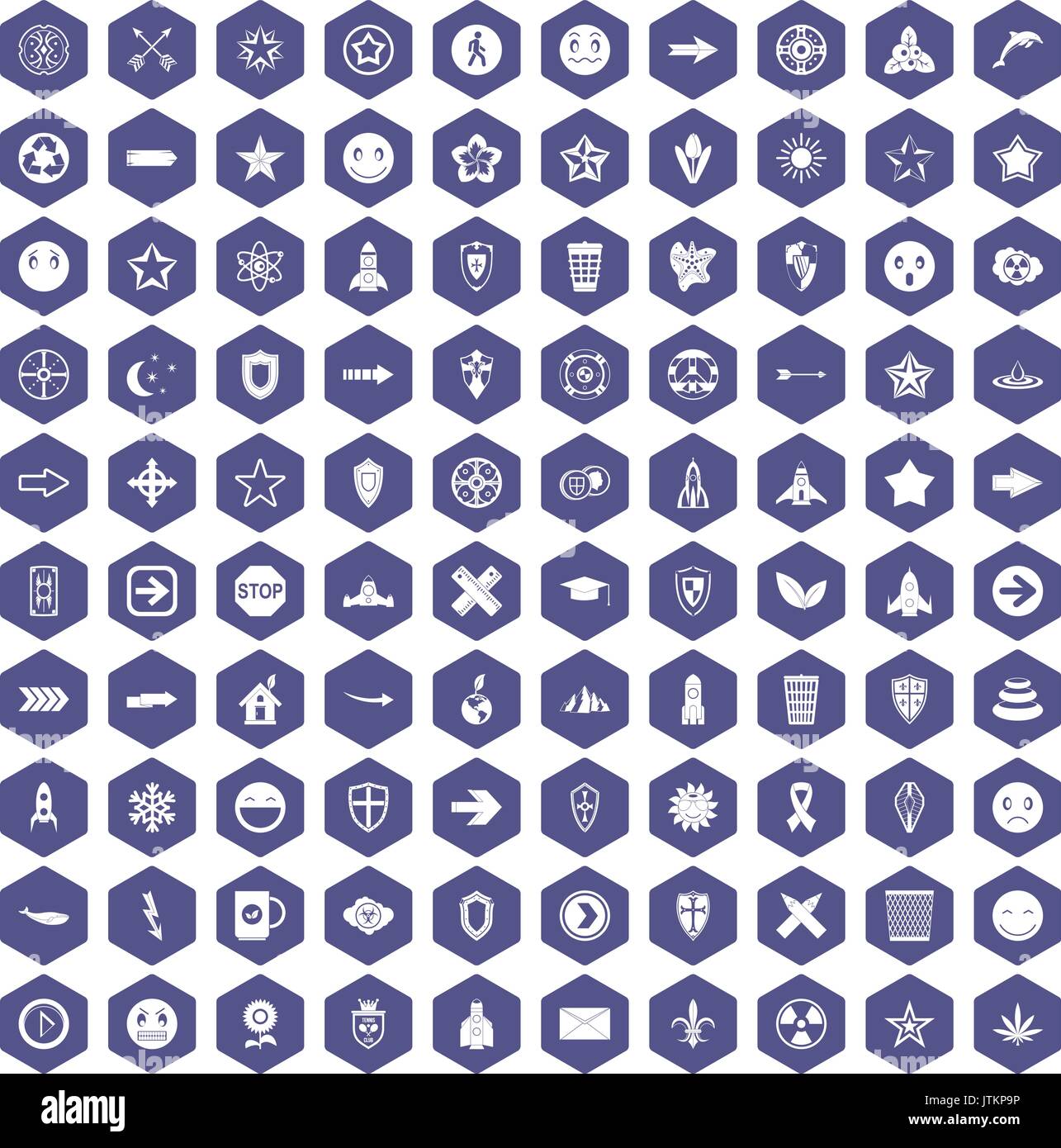 100 logotype icons hexagon purple Stock Vector
