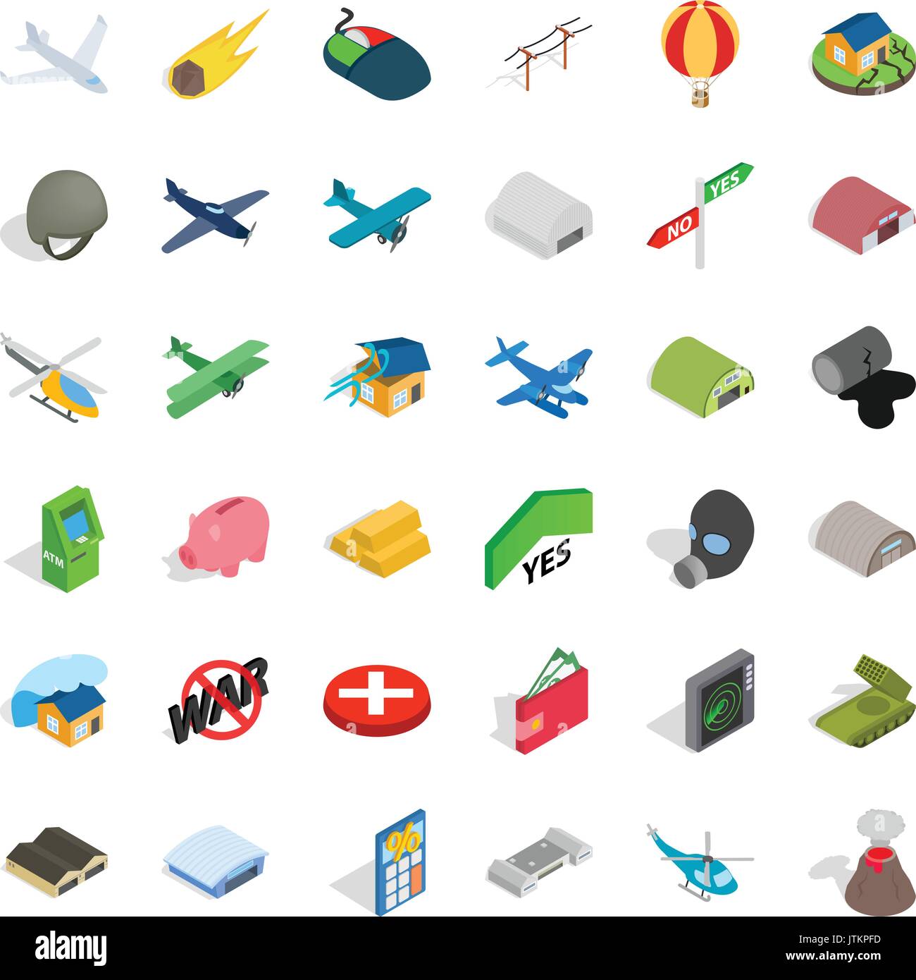 Long war icons set, isometric style Stock Vector