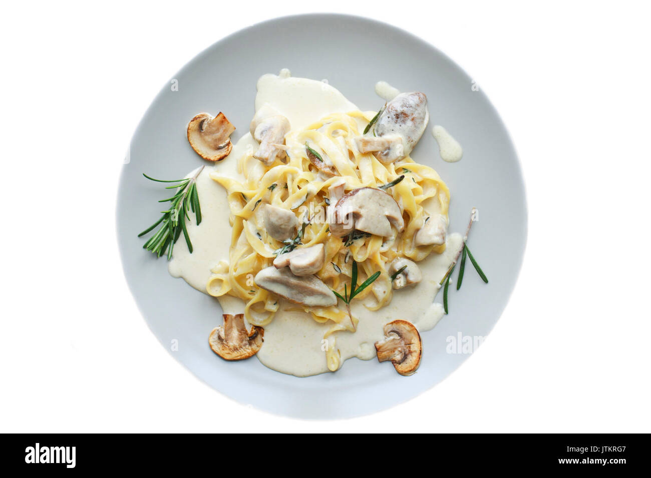 Tagliatelle vegetarian Pasta Dish with Mushrooms - Stock image Stock Photo