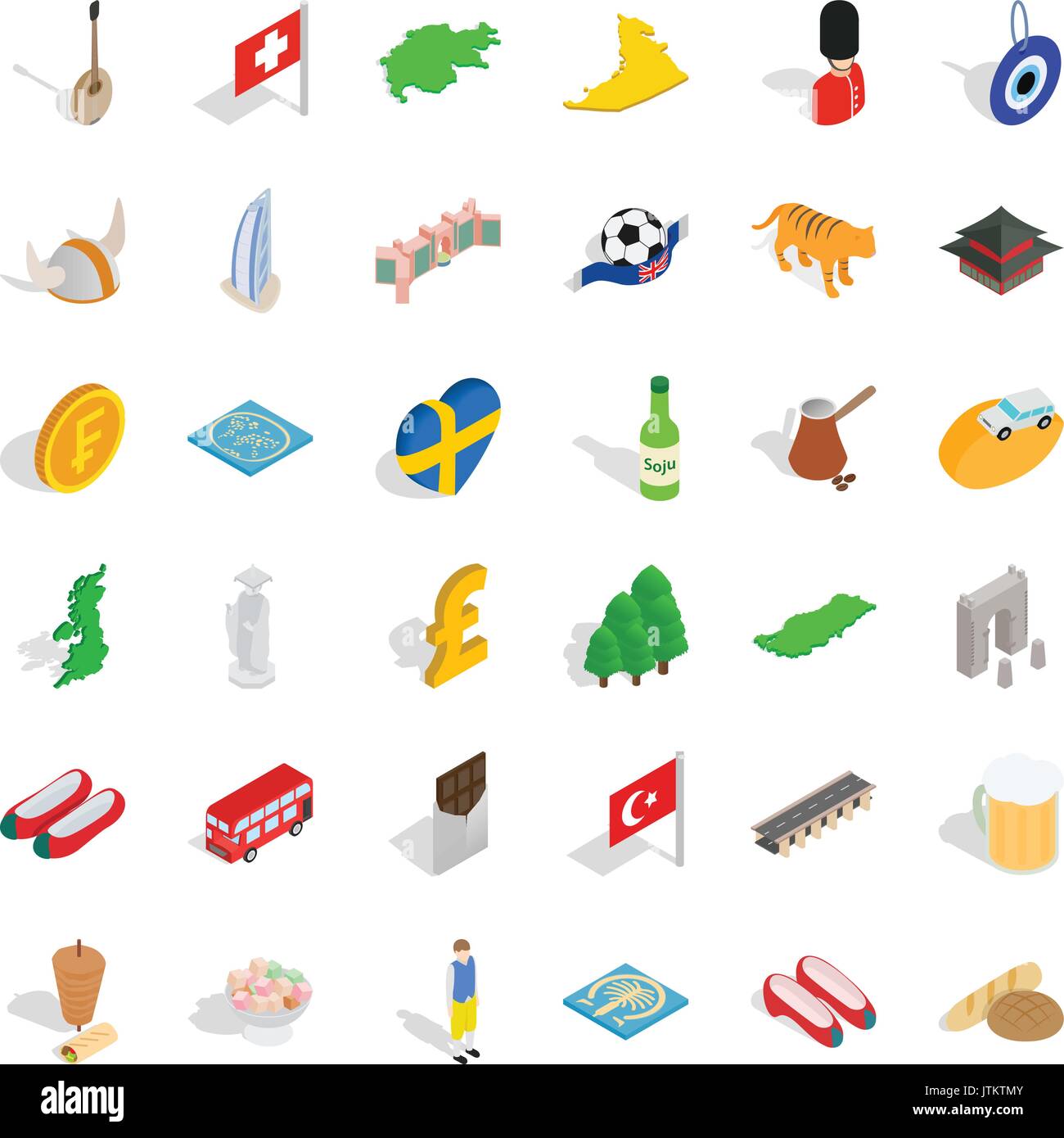 Great world icons set, isometric style Stock Vector