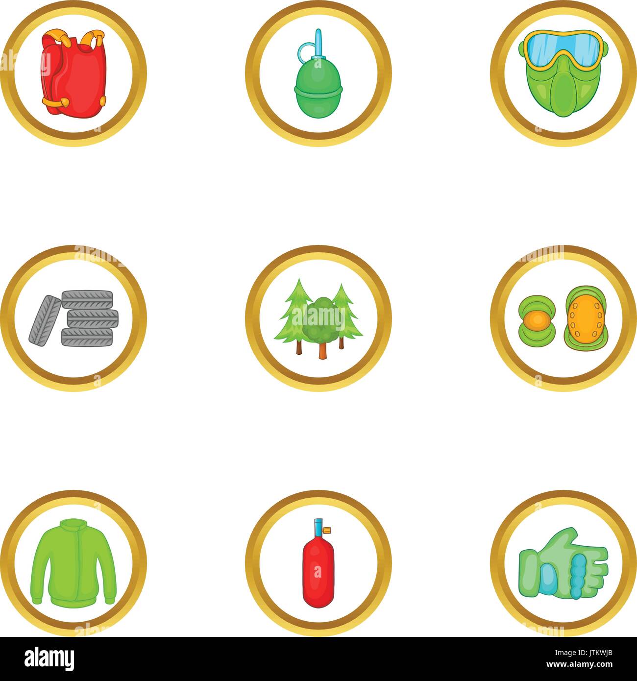 Paintball things icons set, cartoon style Stock Vector Image & Art - Alamy