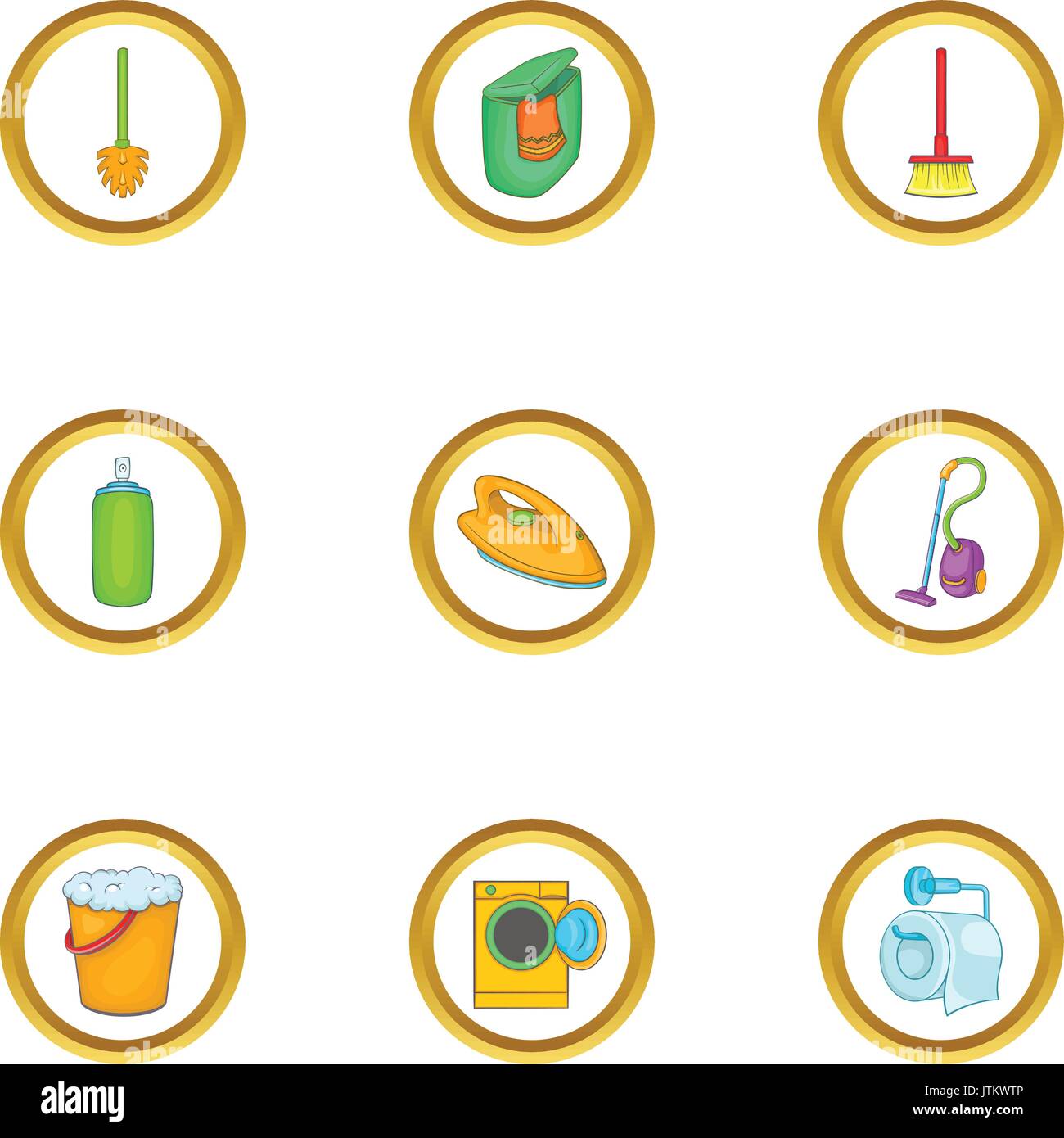 Purification icons set, cartoon style Stock Vector