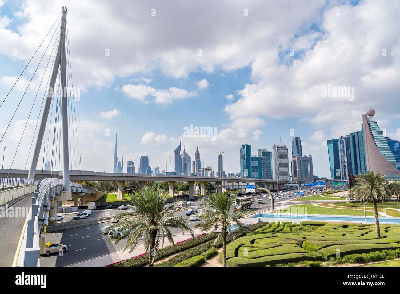 Dubai cityscape, view from Zabeel Park, United Arab Emirates Stock Photo