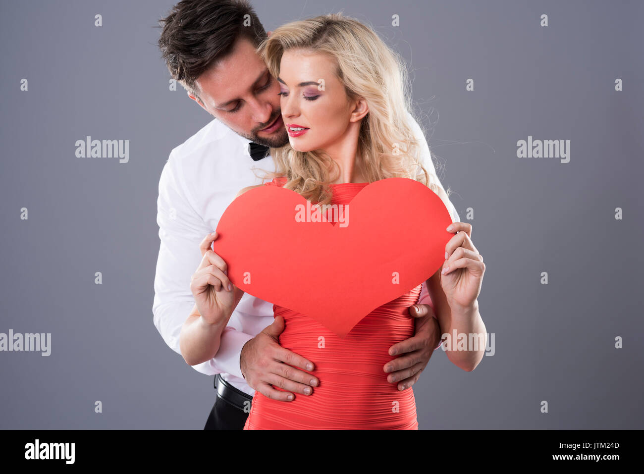 Her heart belongs to her boyfriend Stock Photo