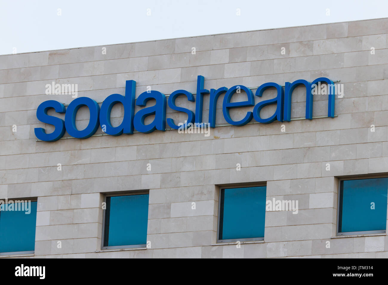 April 7, 2017 Sodastream Corporate Offices, Airport City, Israel. Sodastream is a maker of consumer home carbonation products. Stock Photo