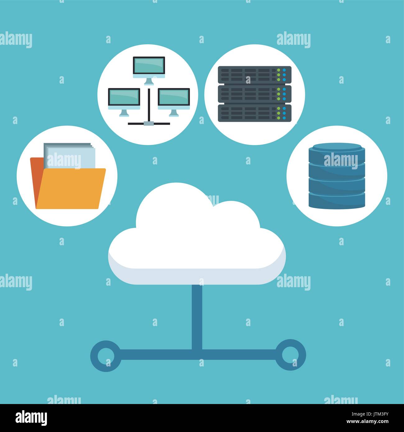 color background with cloud storage and technology elements in icons ...