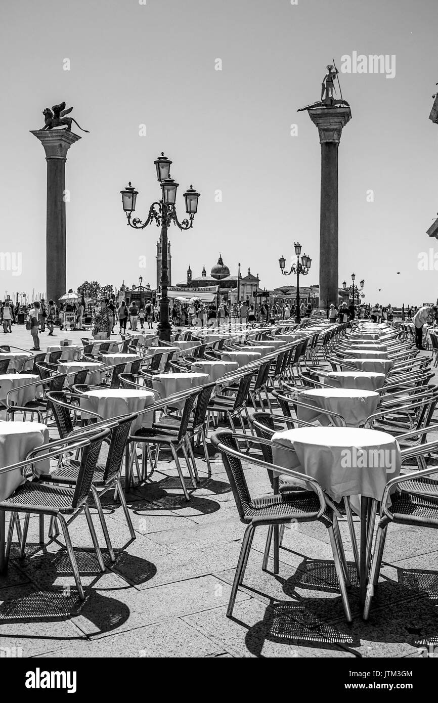 Beautiful and expensive street cafe at St Mark s sqaure in Venice San Marco Stock Photo