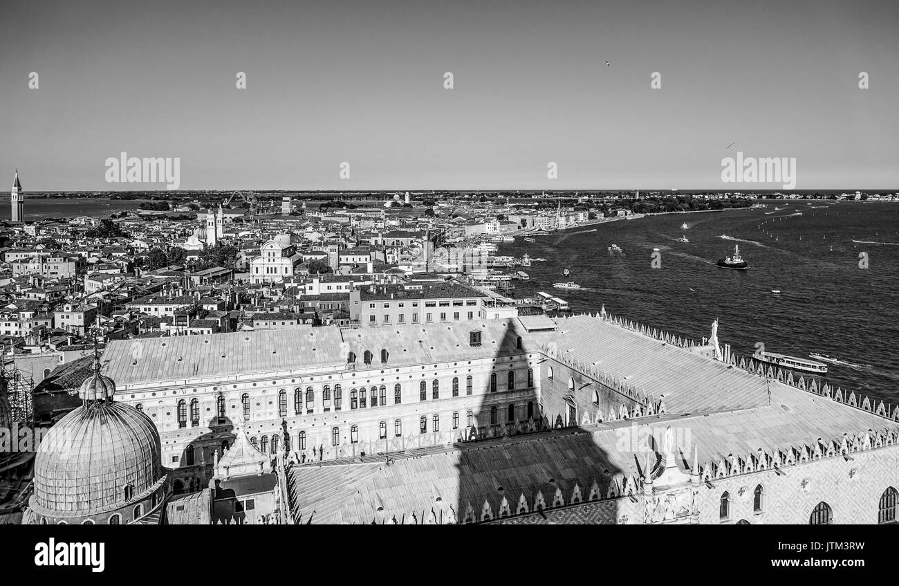 Doge s Palace in venice - aerial view - Palazzo Ducale Stock Photo