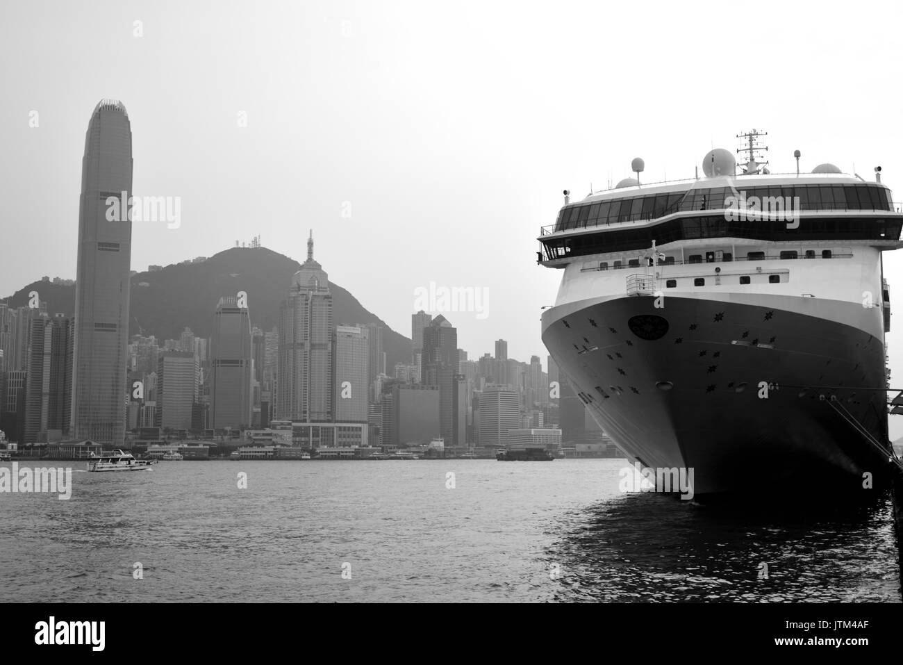 Victoria harbor view  from Tsim Sha Tsui waterfront, Kowloon, Hong Kong Stock Photo