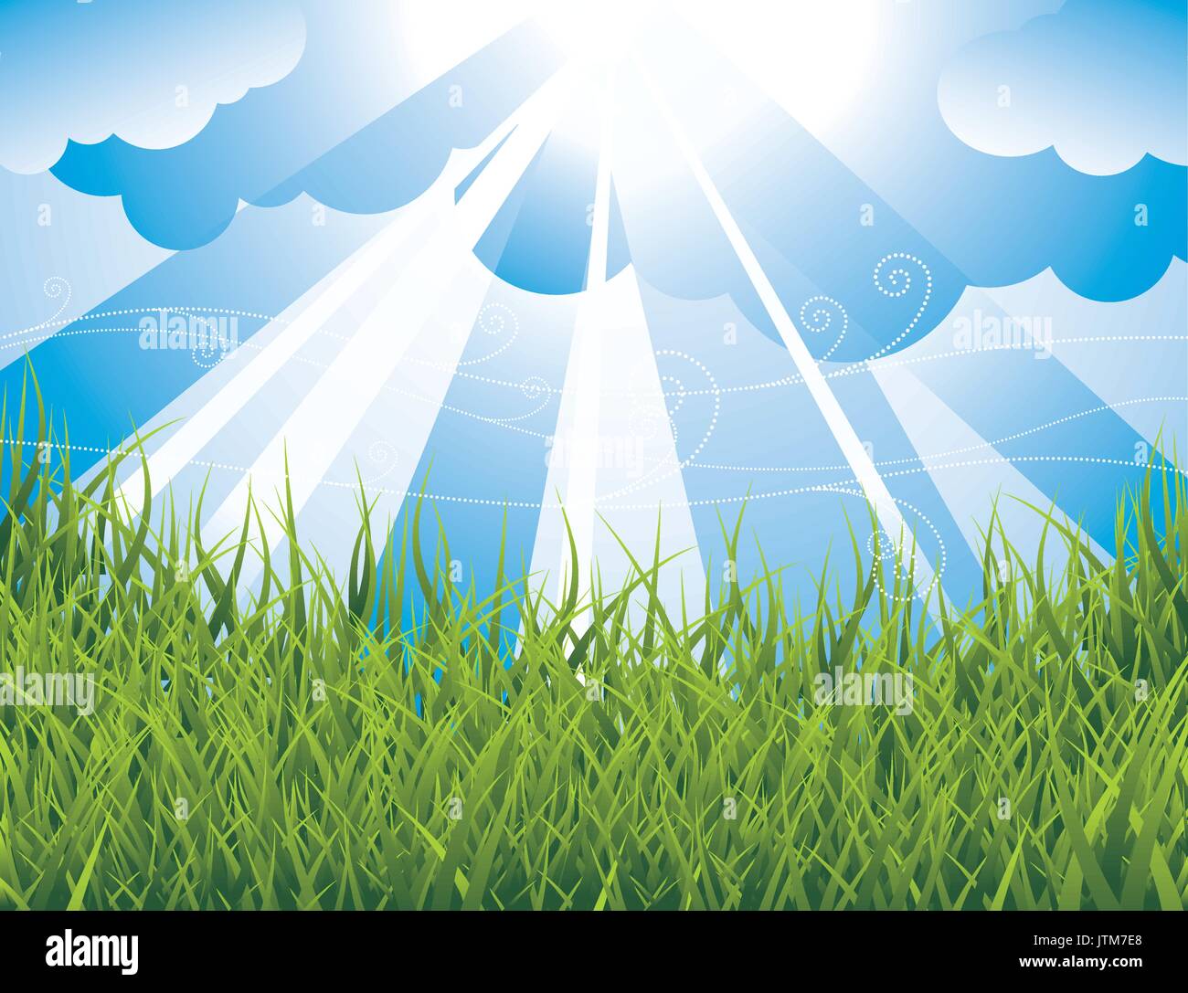 Spring background with green field and blue sky Stock Vector Image ...
