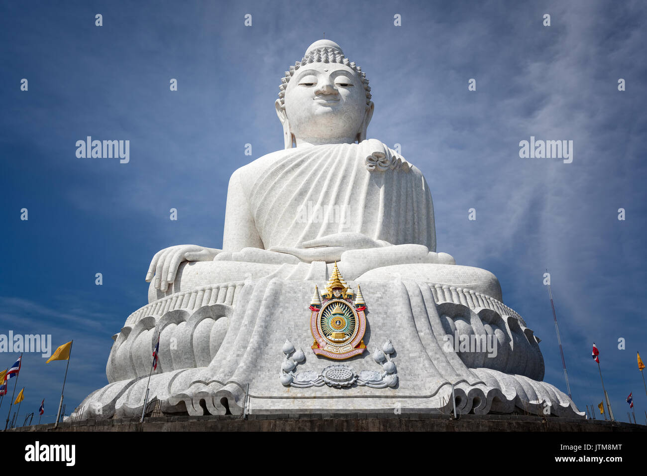 Phuket Big Buddha is a massive white marble statue on the peak of mount ...