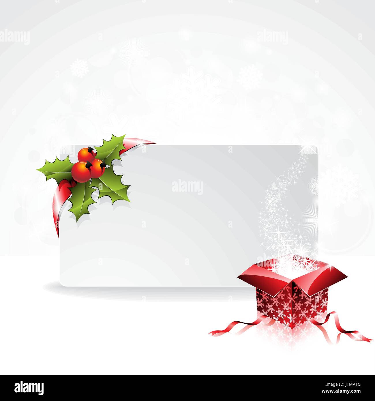 Vector holiday illustration on a Christmas theme with gift box and ...