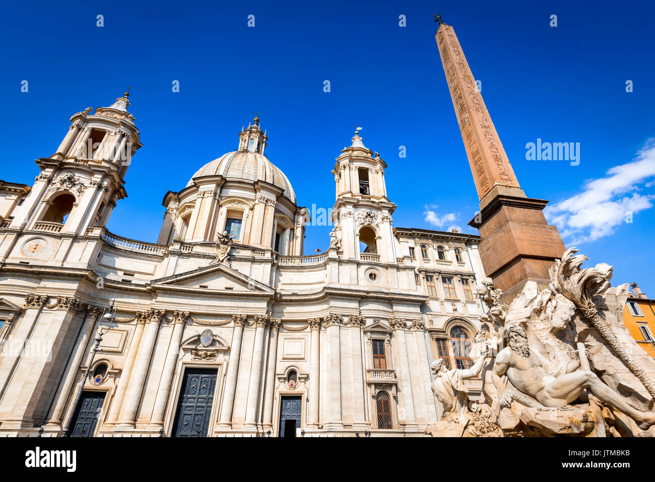 Rome, Italy. Piazza Navona with the famous Egyptian obelisk italian