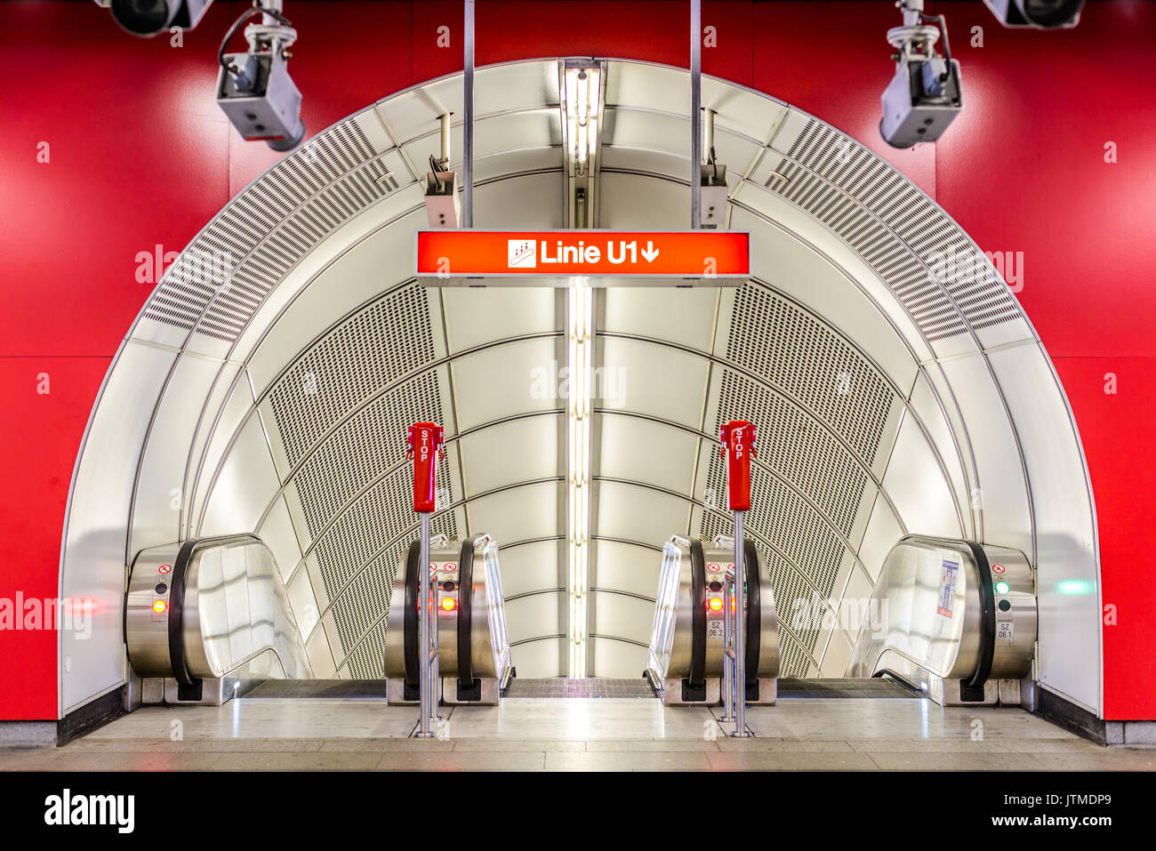 VIENNA, AUSTRIA - 5 August 2015: Subway and Metro directions on the Sudtiroler Platz station. Wienn, Austria. Stock Photo