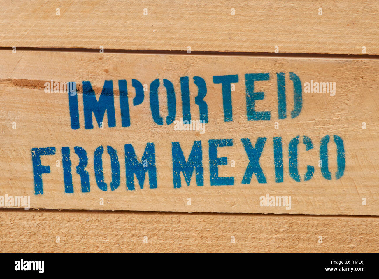 Imported from Mexico sign on wooden boxes Stock Photo Alamy