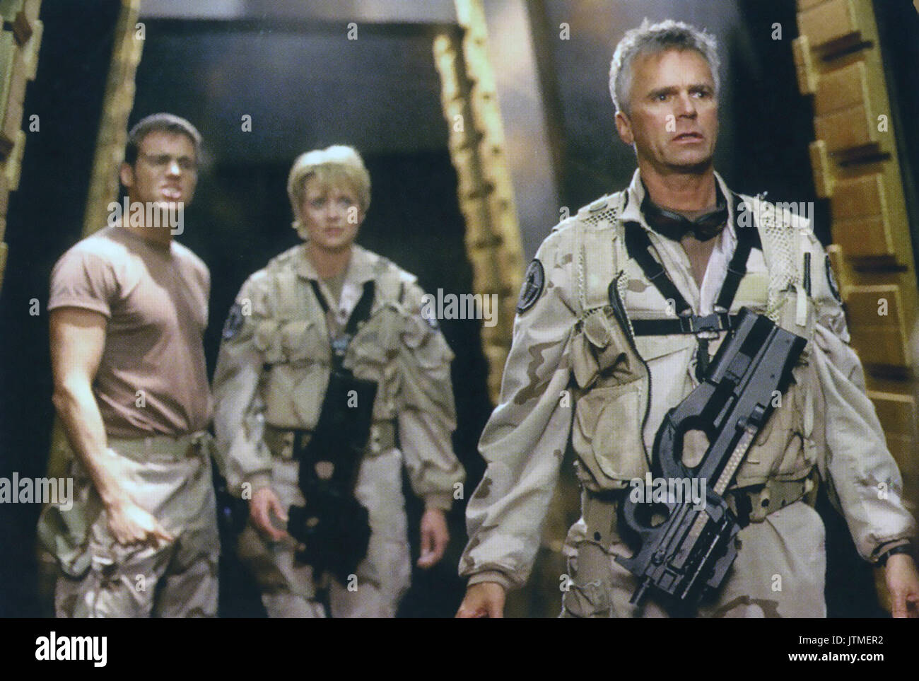 STARGATE SG-1 MGM TV sci-fi series 1997-2007 with from left : Michael Shanks, Amanda Tapping, Richard Dean Anderson Stock Photo