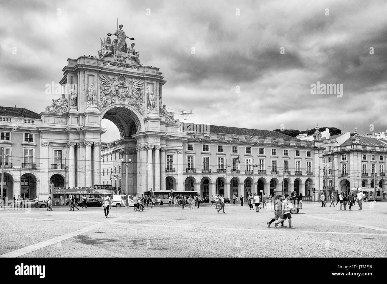 An image of the main square of Lisbon, taken with the Acros film simulation Stock Photo