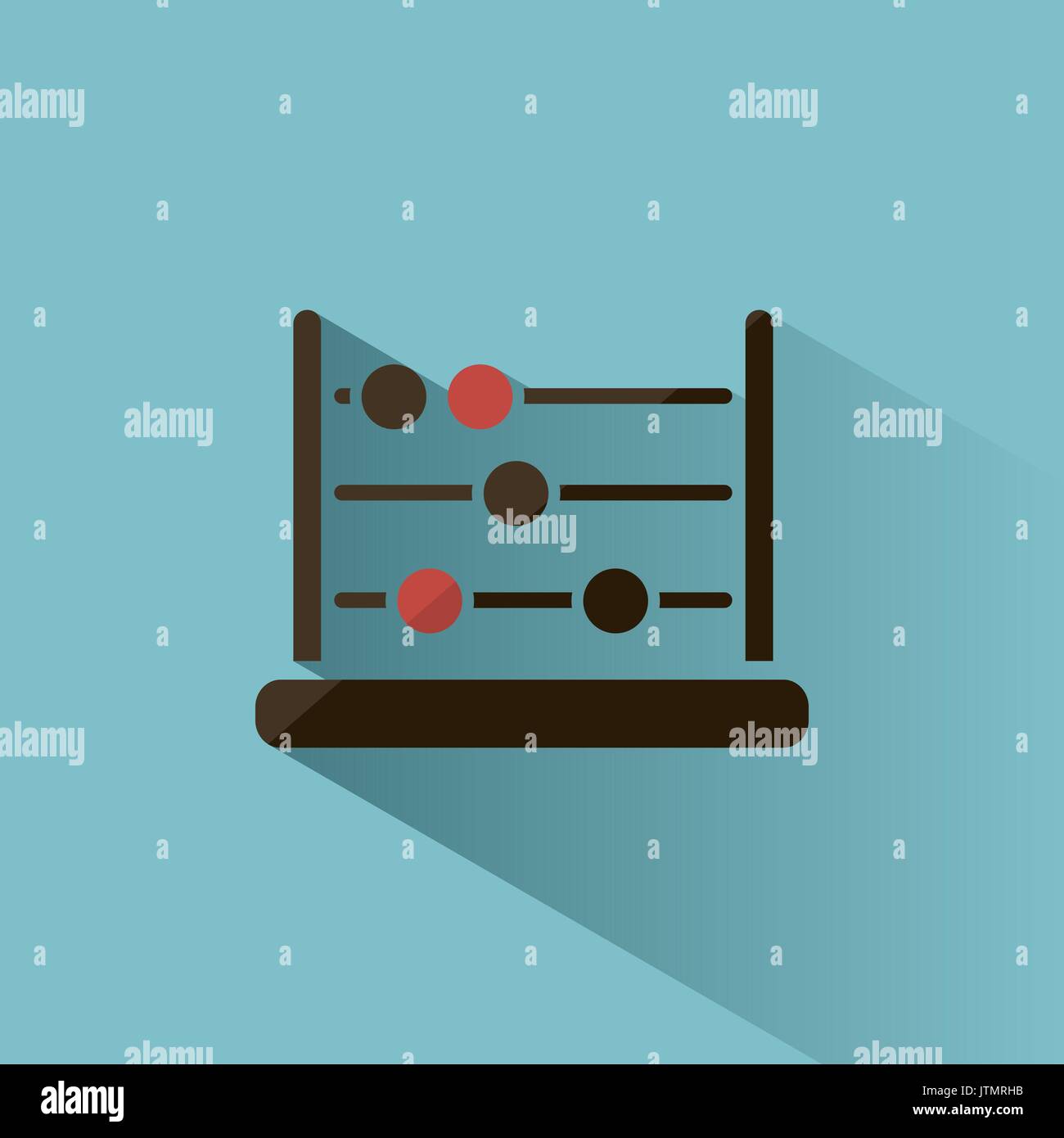 Abacus icon with shadow on blue background Stock Vector