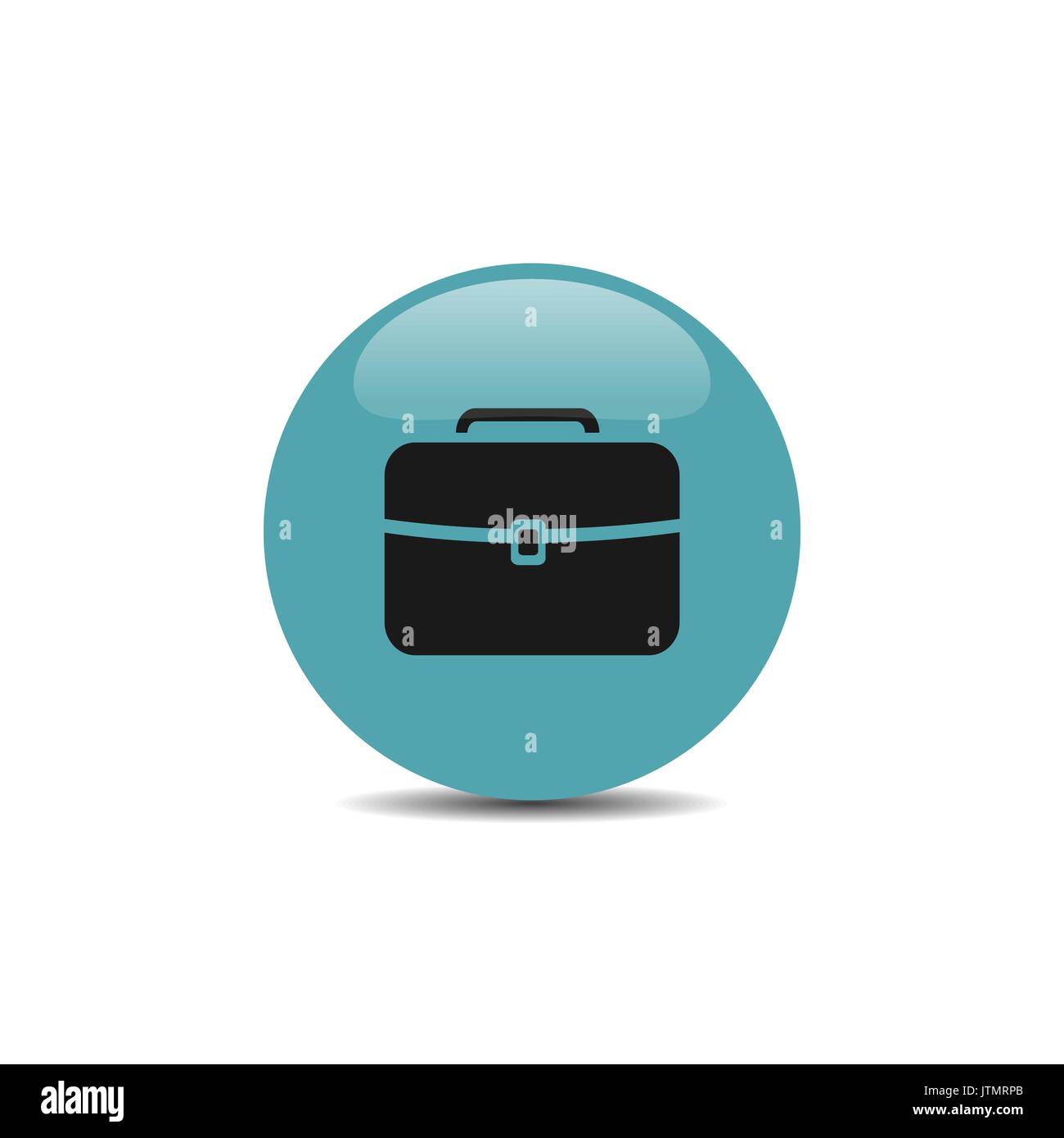 Briefcase icon on blue bubble and white background Stock Vector