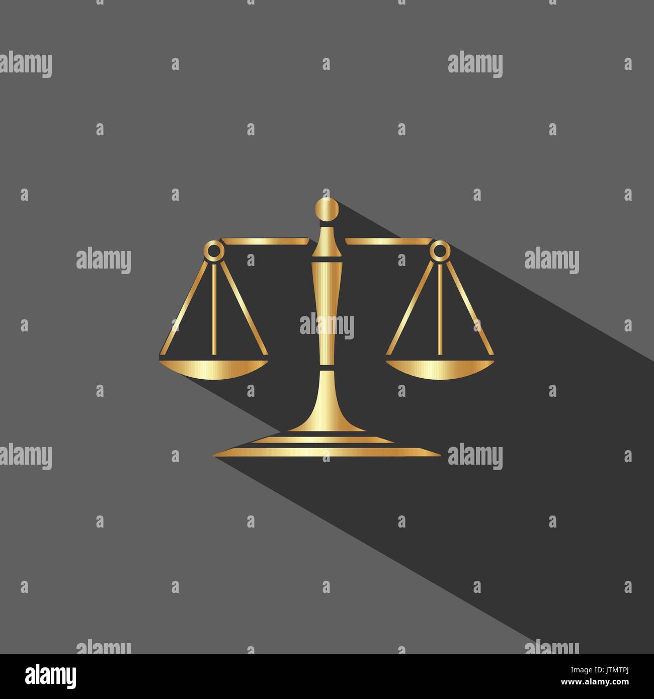 Golden scales of justice icon with shadow on dark background Stock ...