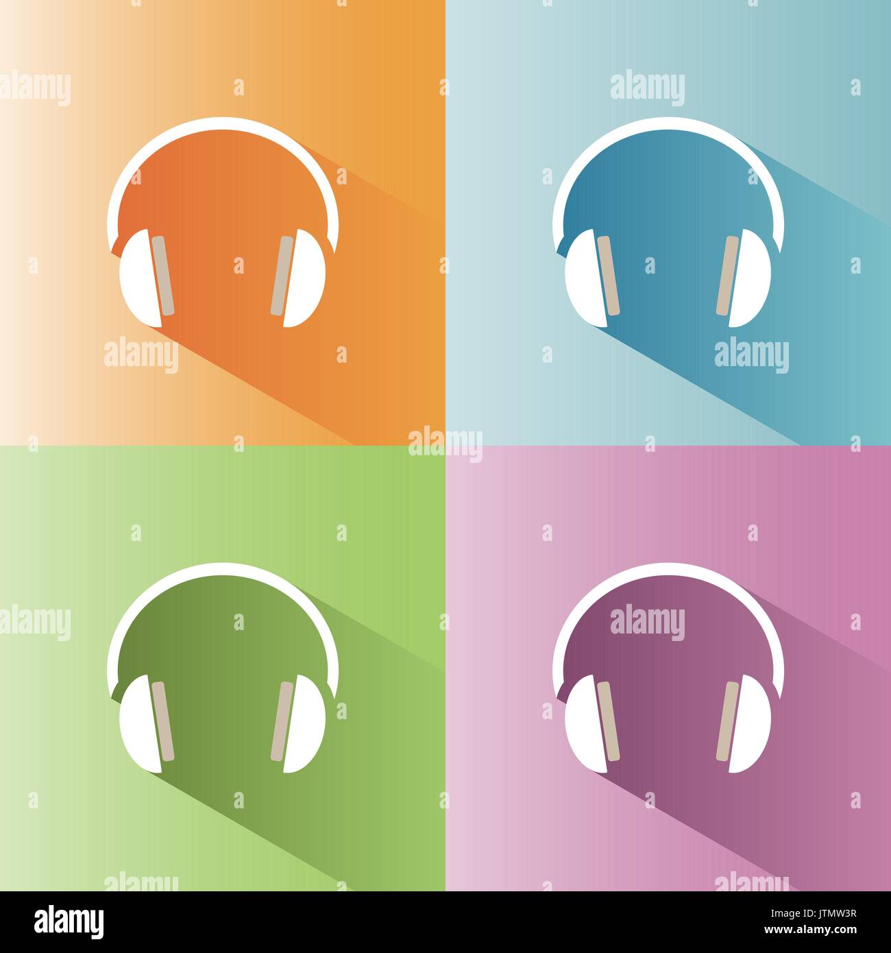 Headphones icon on a colored background Stock Vector