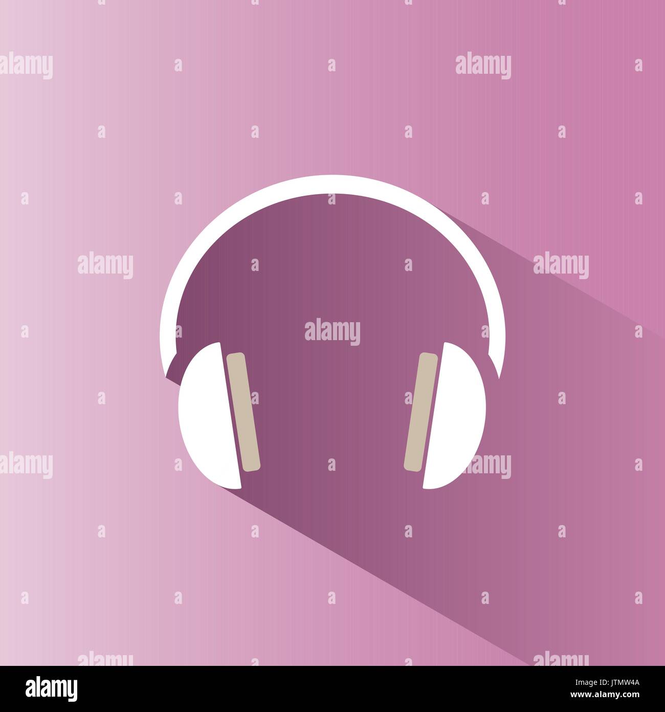 Headphones icon on a pink background with shade Stock Vector Image