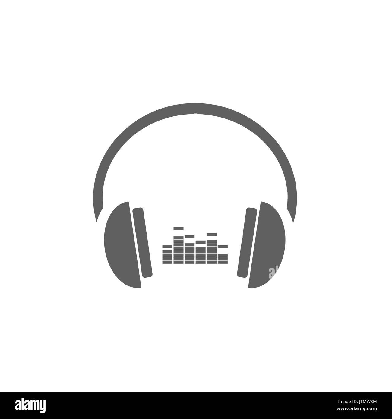 Headphones with music icon on white background Stock Vector
