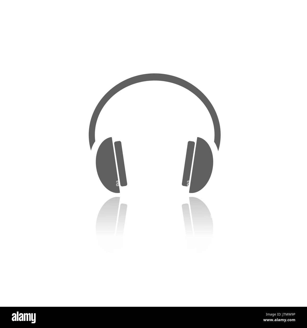 Isolated headphones icon on a white background with reflection Stock ...