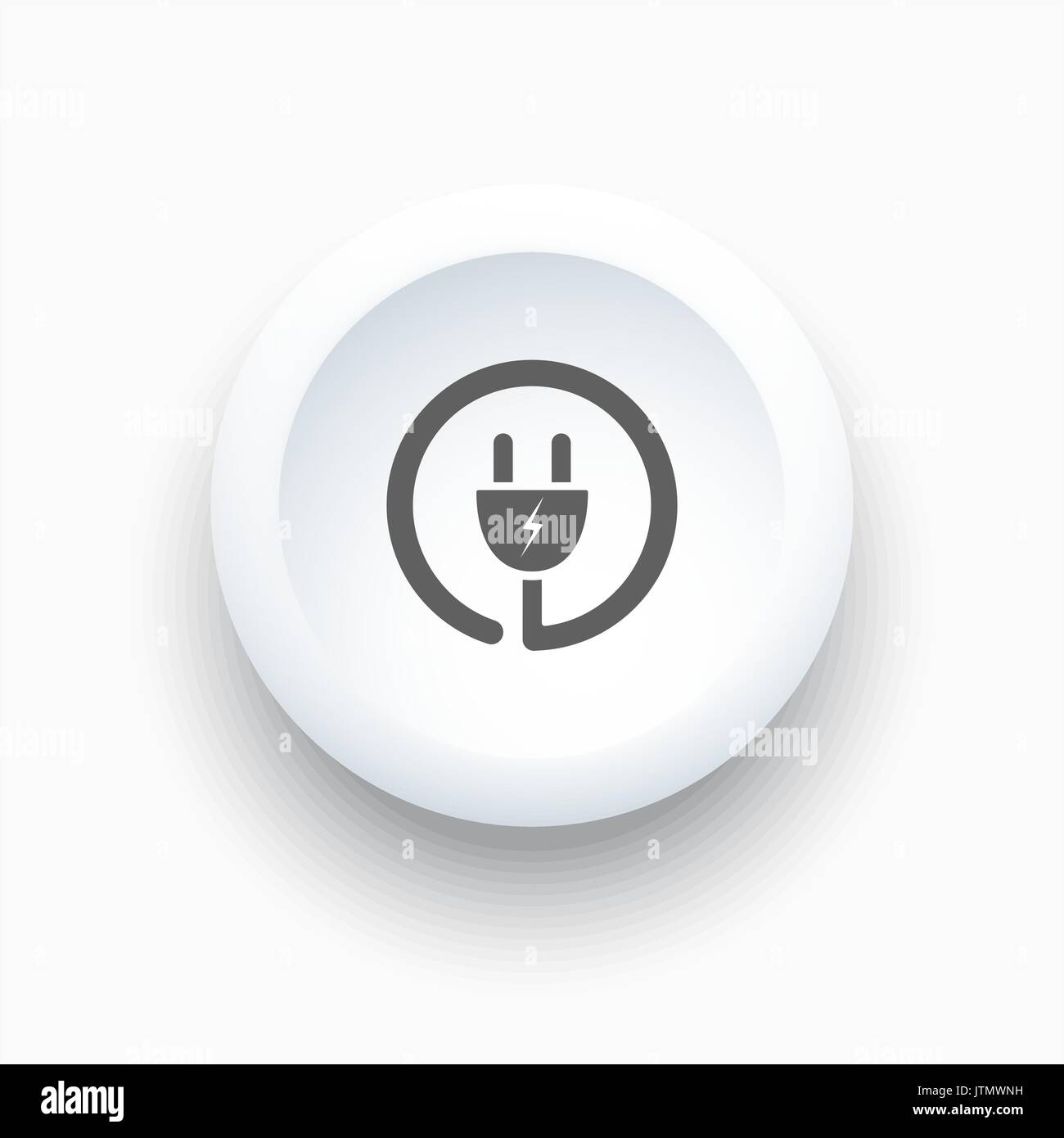 Plug icon on a white simple button Stock Vector