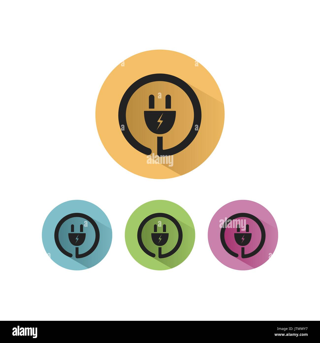 Plug icon with shadow on colored circles Stock Vector Image & Art - Alamy