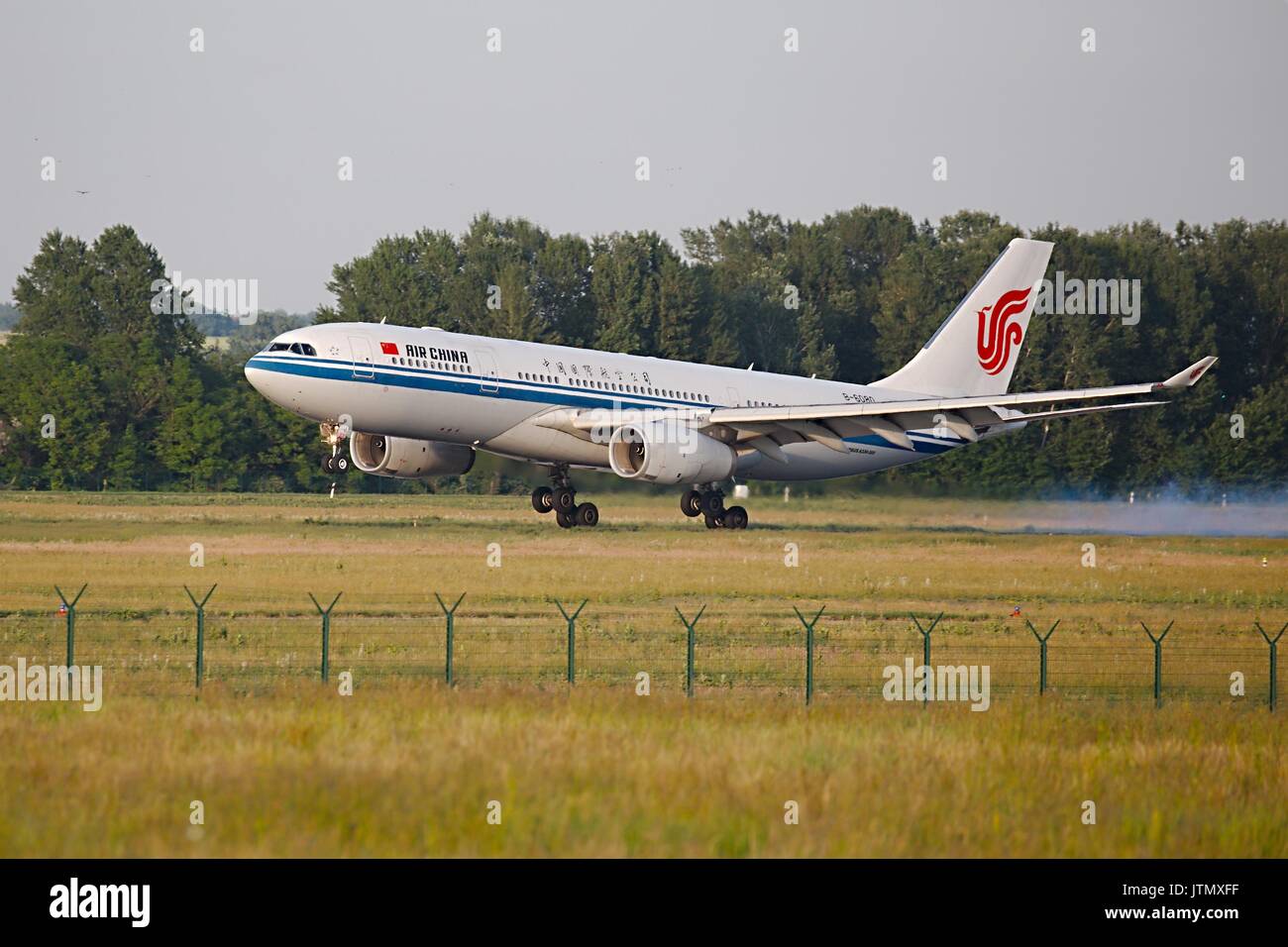 Airliner landing Stock Photo