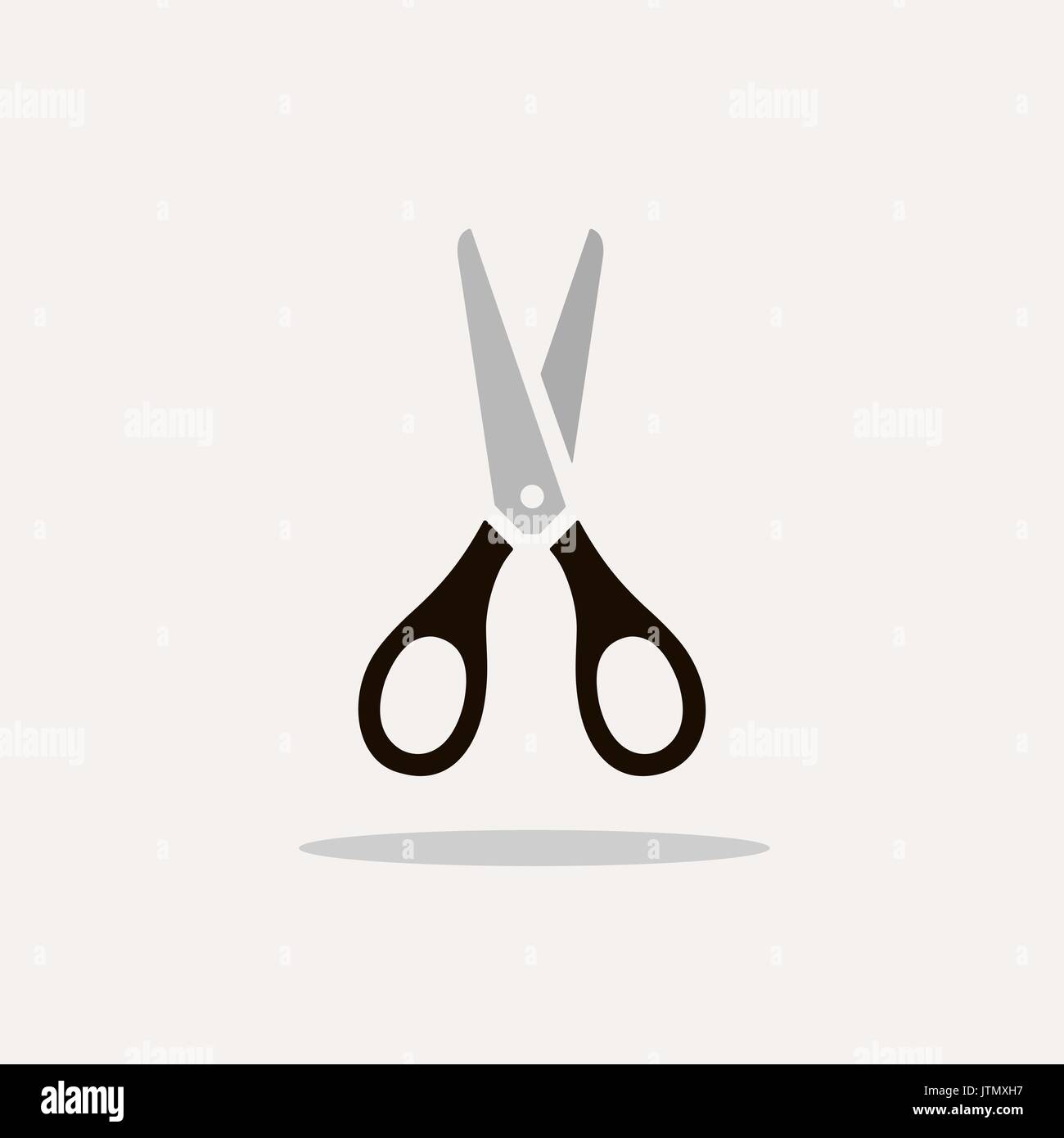 Scissors icon with shadow on a beige background Stock Vector