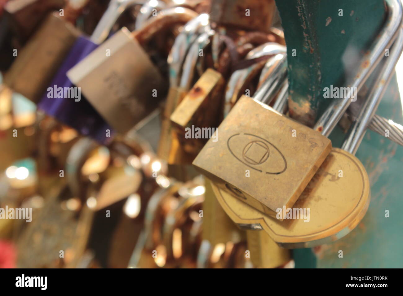 Padlocks on bridge Stock Photo Alamy