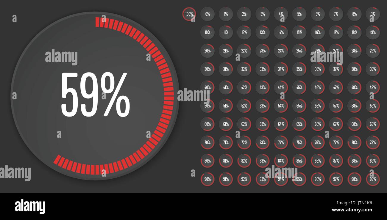 Set of circle percentage diagrams from 0 to 100 ready-to-use for web ...