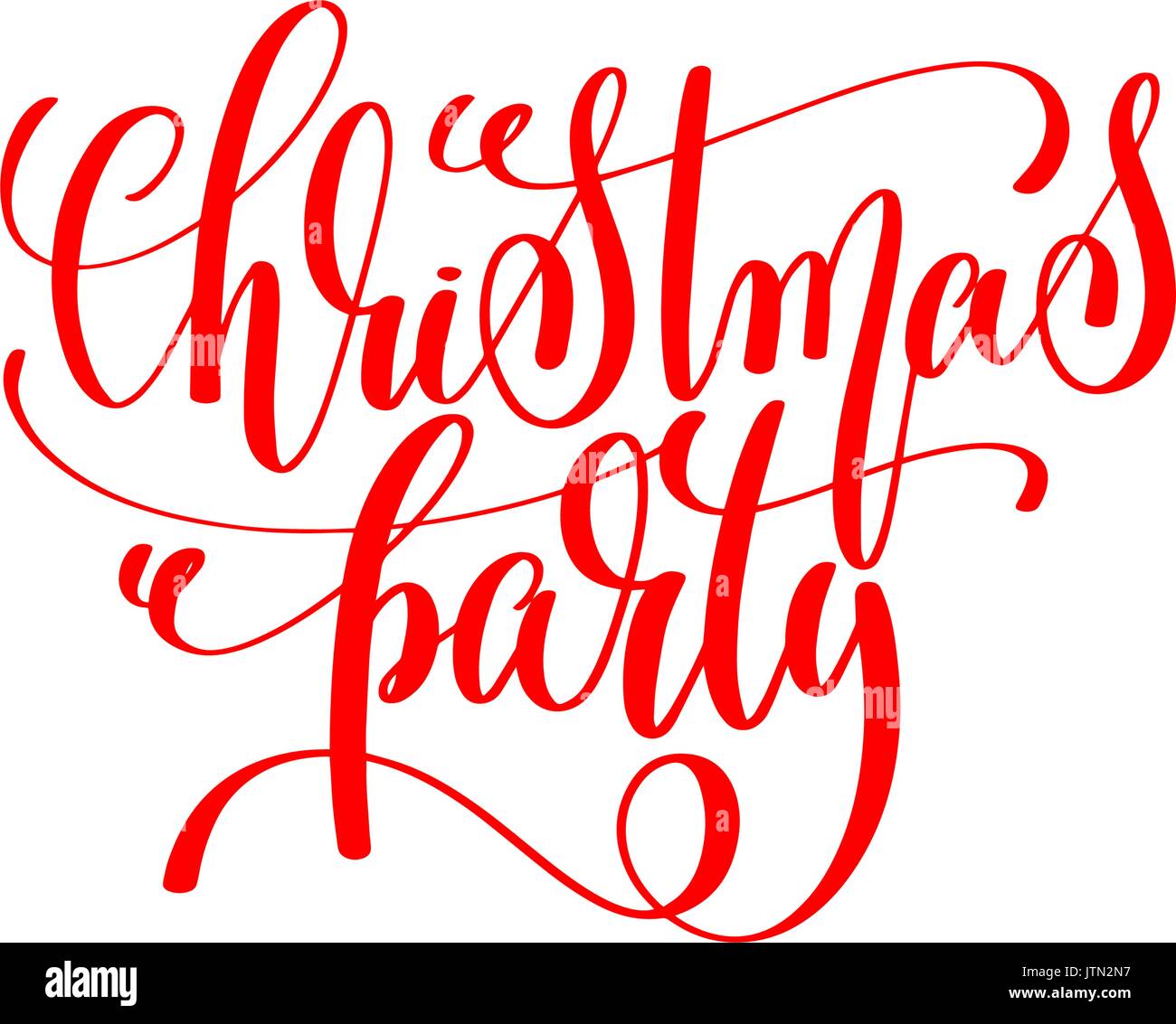 christmas party red hand lettering inscription to christmas and Stock