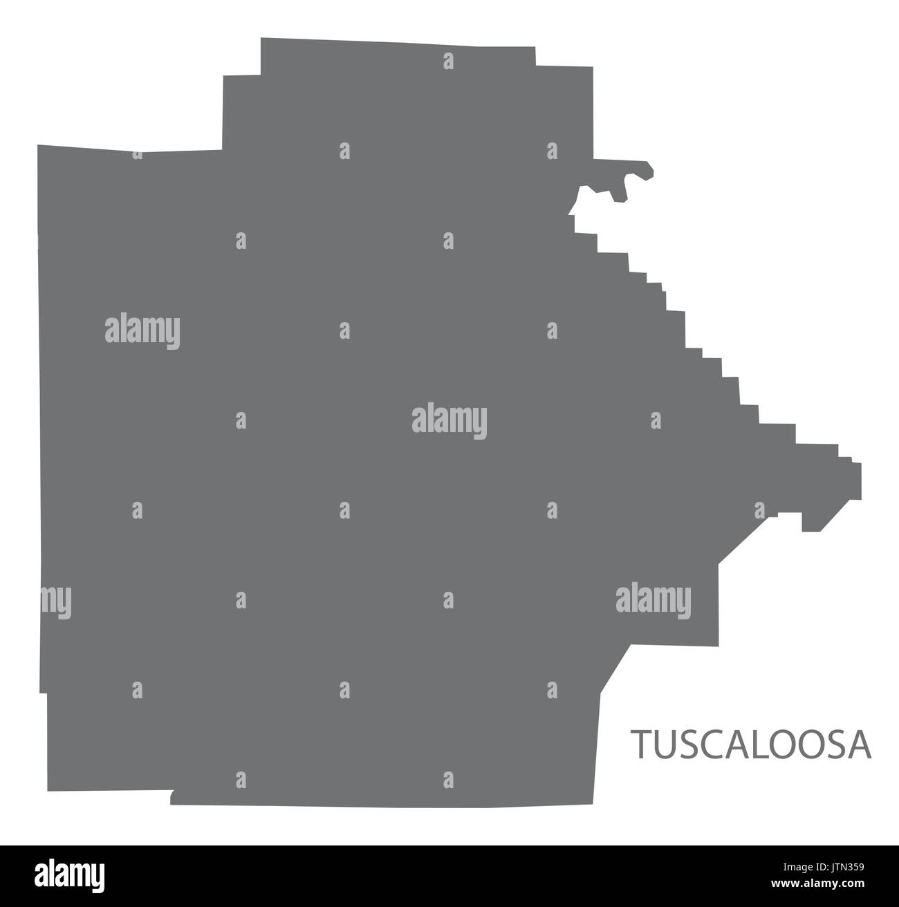 Tuscaloosa county map of Alabama USA grey illustration silhouette Stock Vector