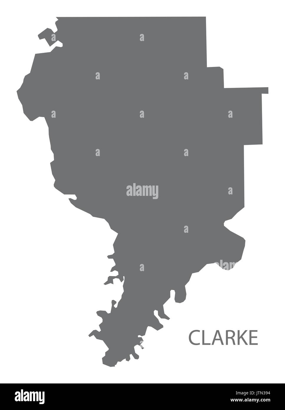 Clarke county map of Alabama USA grey illustration silhouette Stock