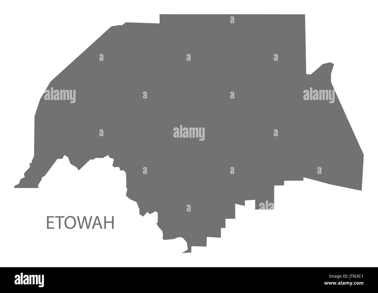 Etowah county map of Alabama USA grey illustration silhouette Stock