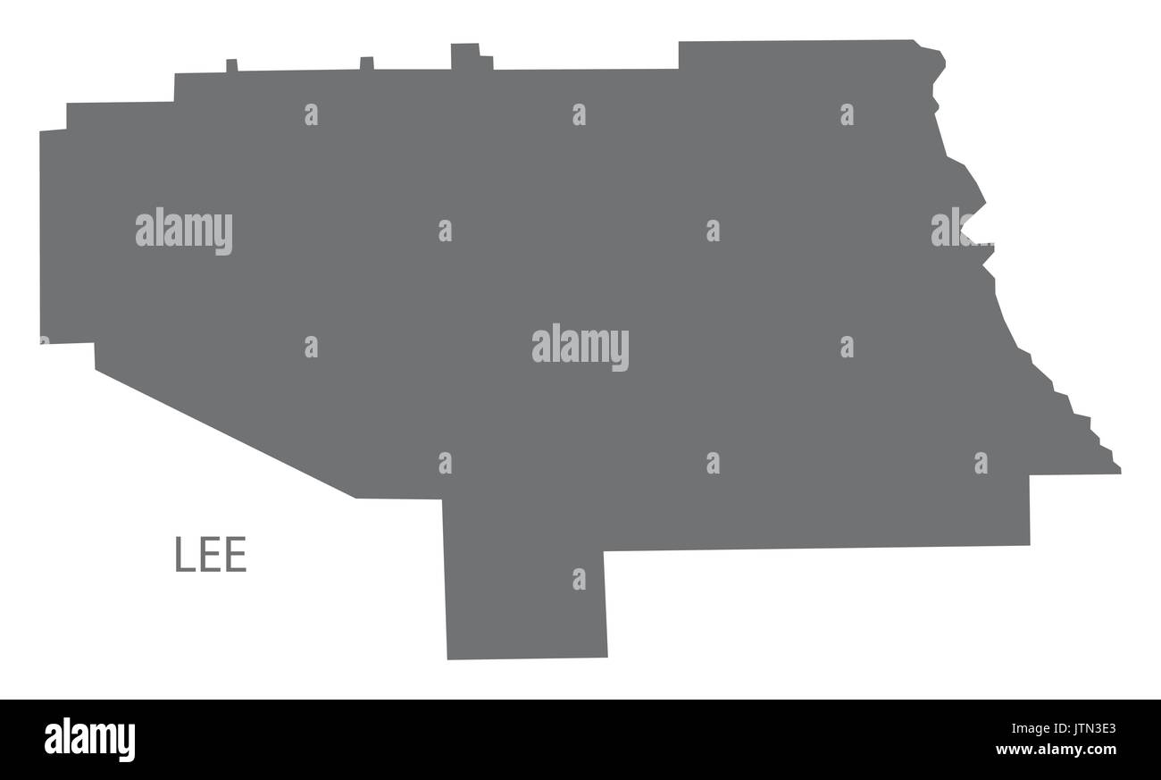 Lee county map of Alabama USA grey illustration silhouette Stock Vector
