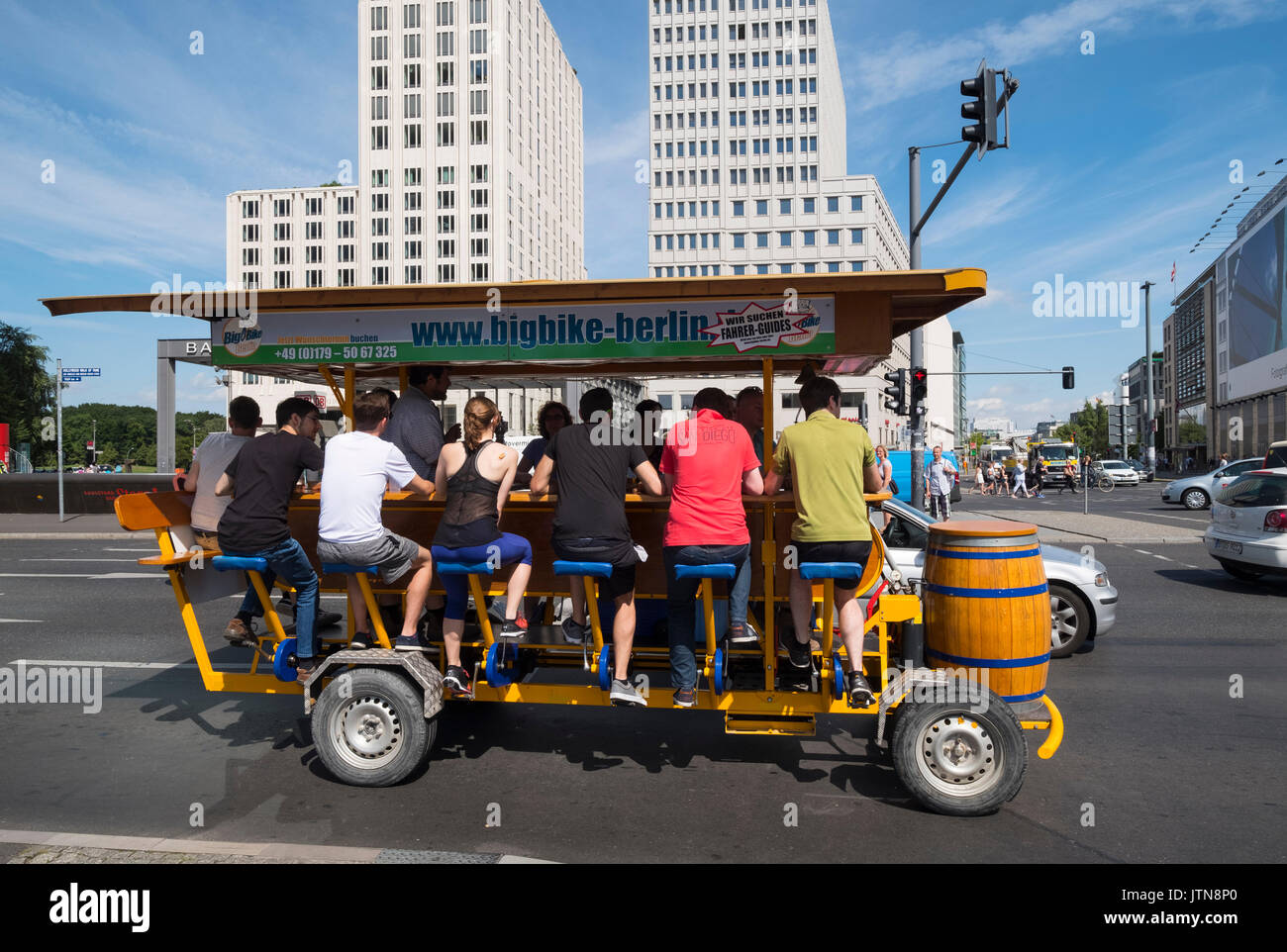 Mobile bicycle powered bar at Potsdamer Platz in Berlin, Germany Stock  Photo - Alamy