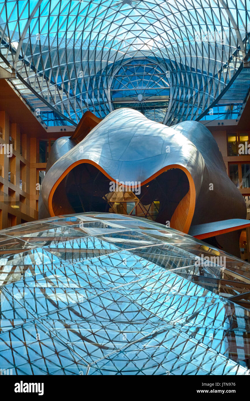 Interior of modern DZ Bank in Berlin, Germany designed by Frank Gehry. Stock Photo