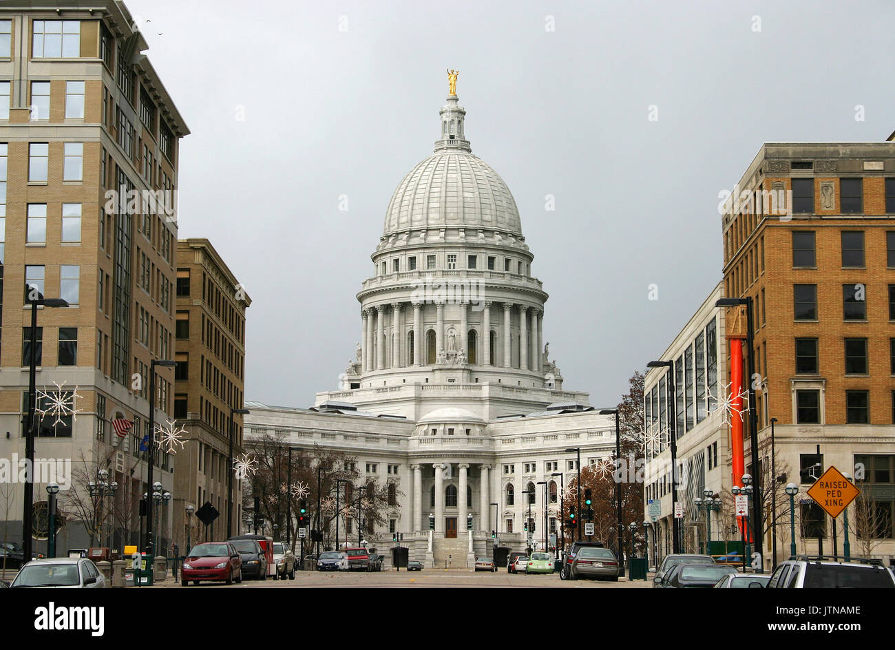 Wisconsin State Capitol building, National Historic Landmark. Madison, Wisconsin, USA. Horizontal composition. Stock Photo