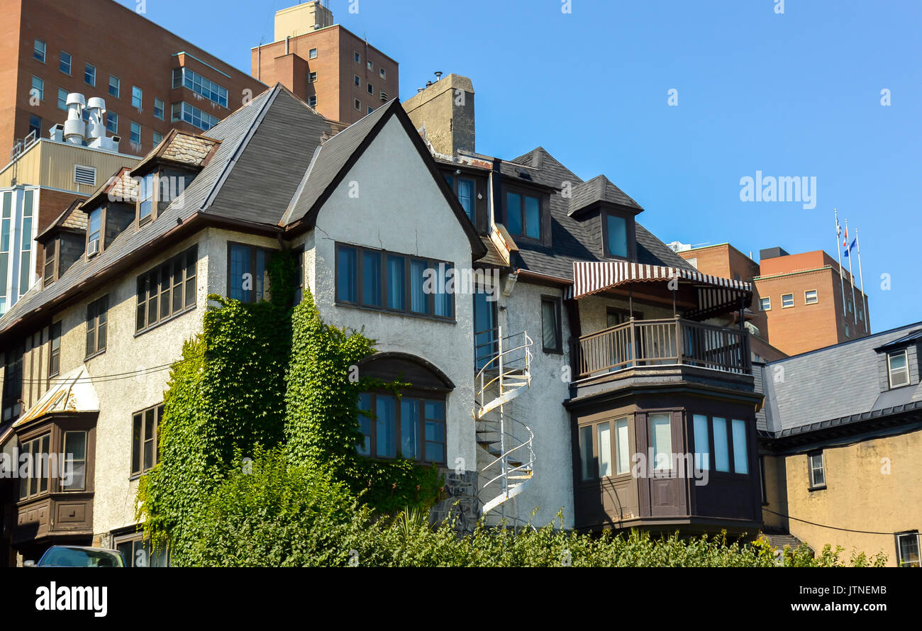 Old House in Montreal downtown near Mont Royal central park in Canada