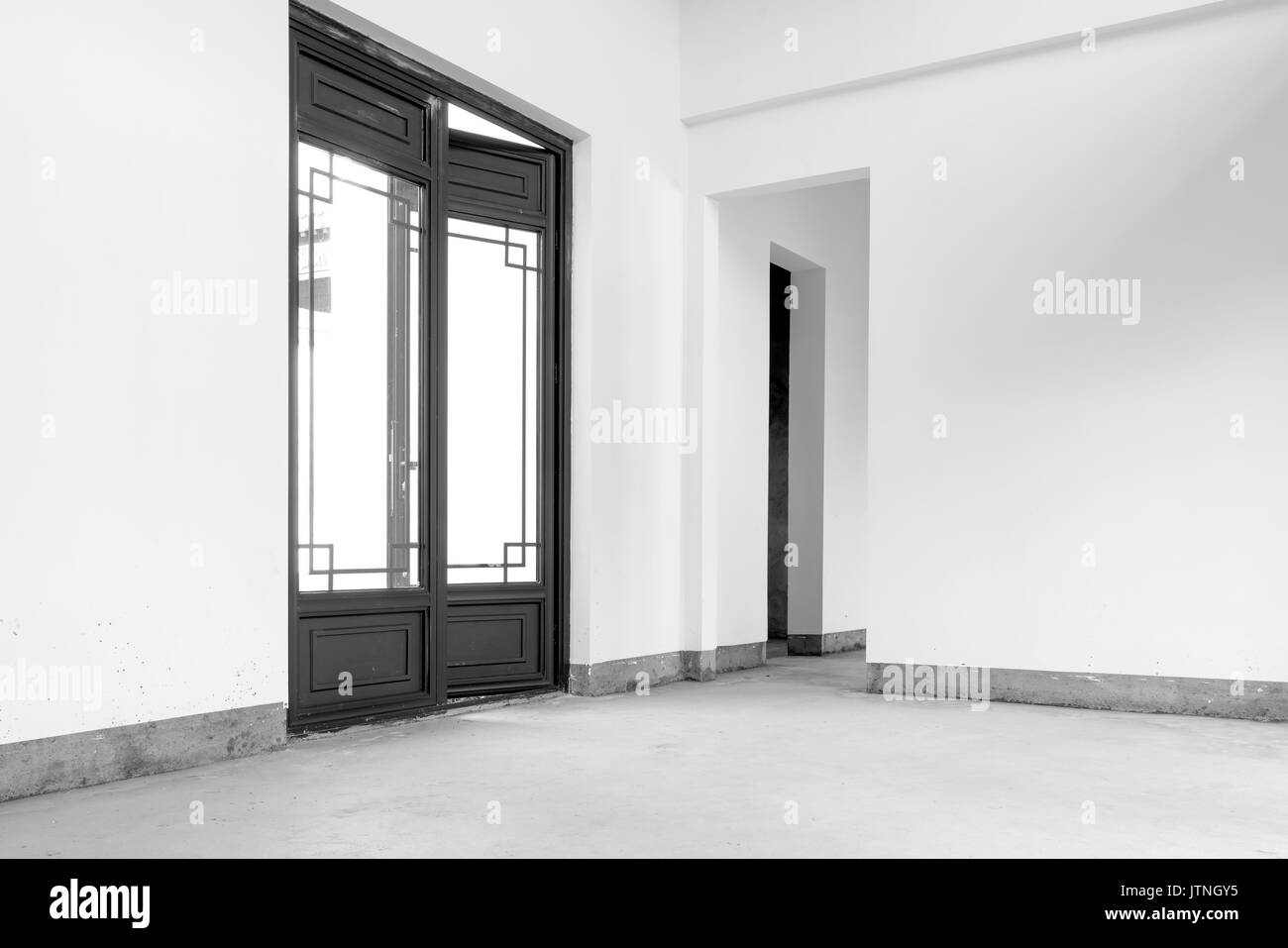 Empty office interior with blank white walls Stock Photo