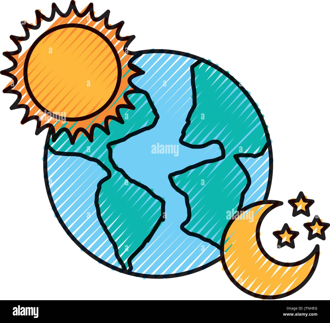 world planet earth with sun and moon Stock Vector Image & Art - Alamy