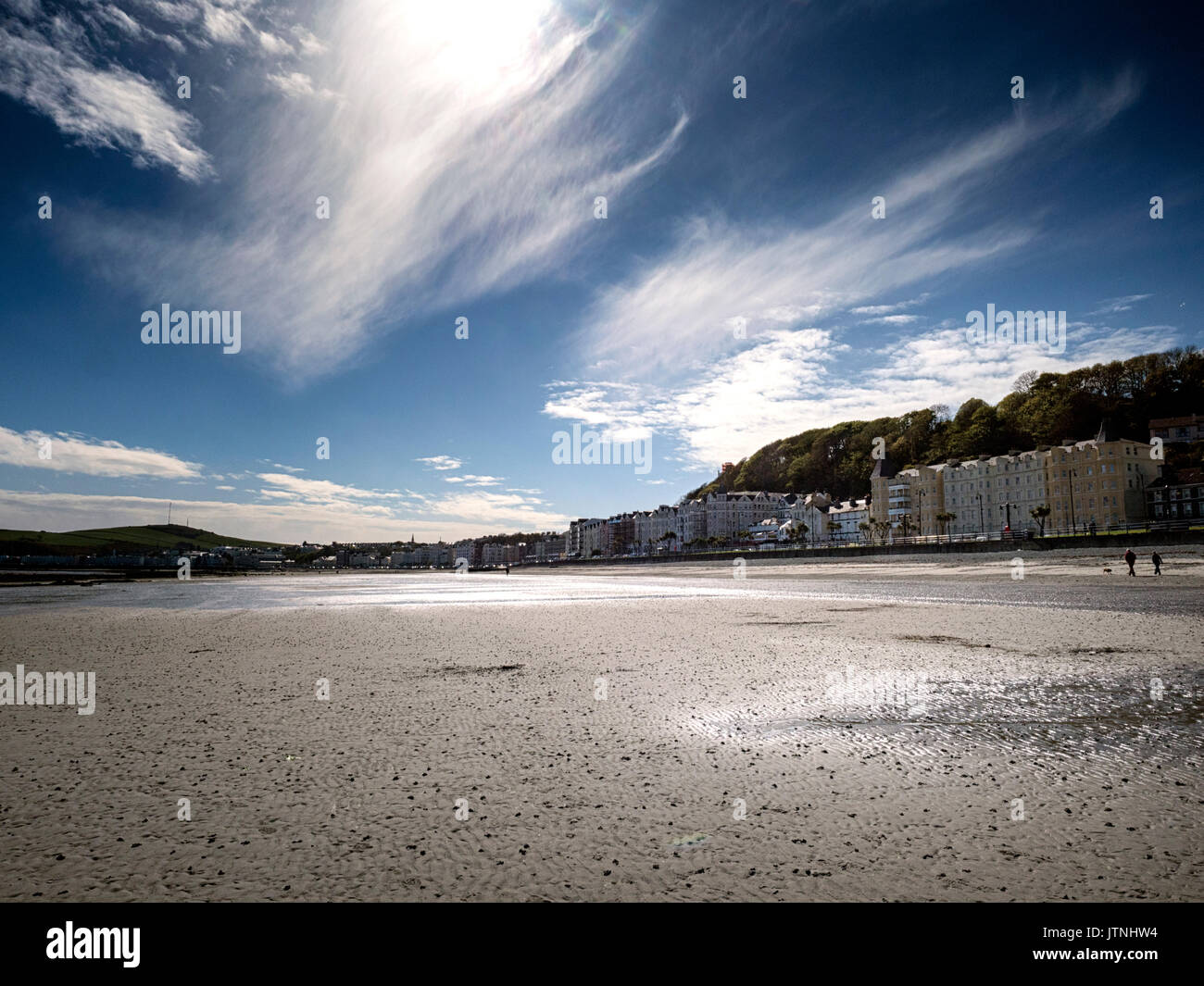 Sandy beach of the capital, Douglas, at low tide on the Isle of Man ...