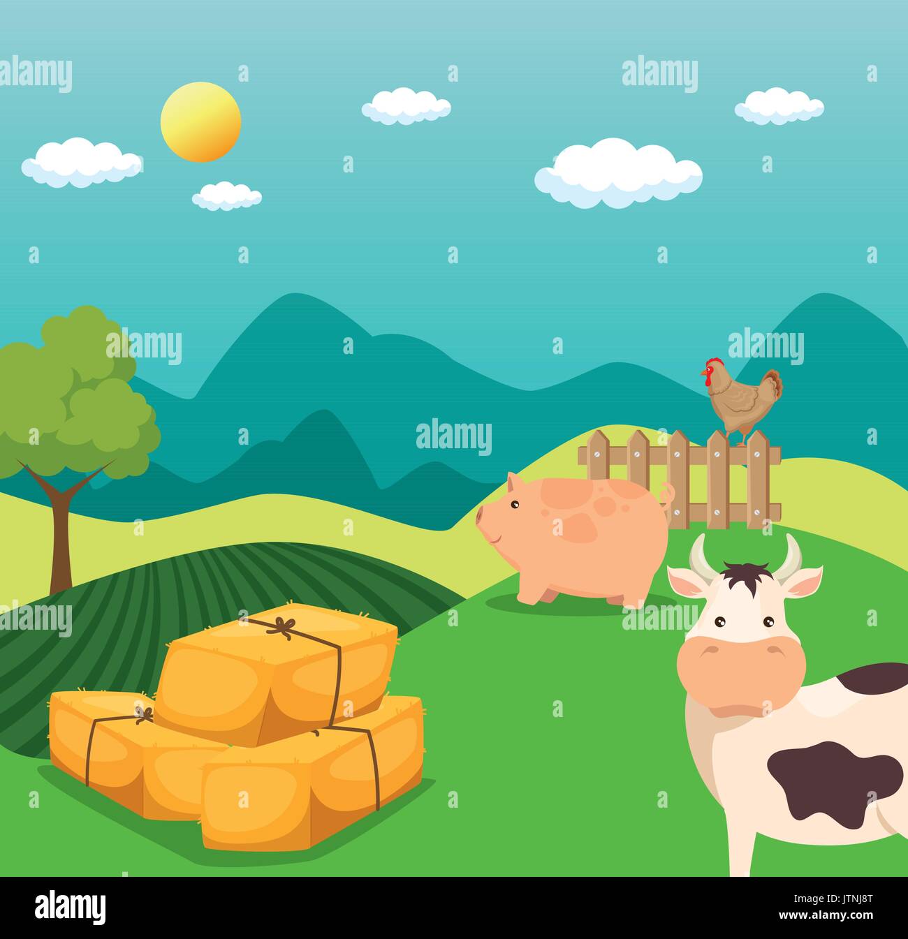 Yellow hay bales Stock Vector Images - Alamy