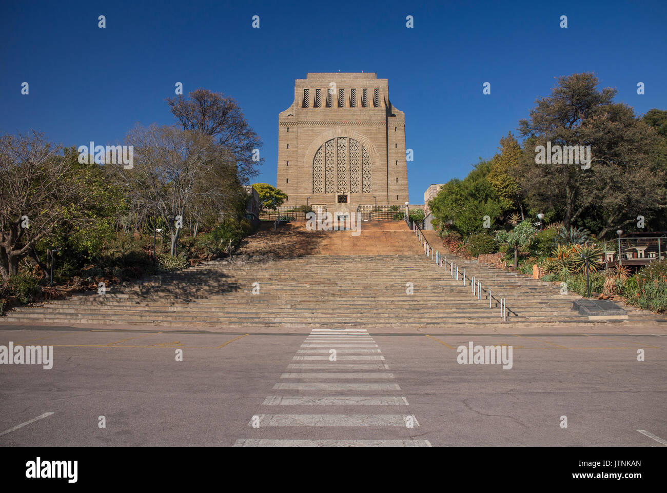 The symbol-rich Voortrekker Monument in Pretoria commemorates the 19th century pioneering Great Trek to the interior of South Africa Stock Photo