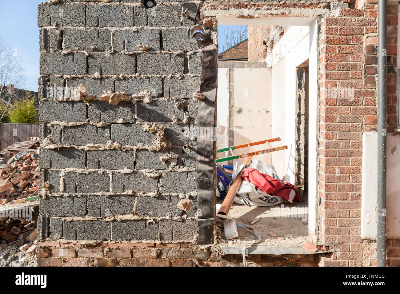 Poor building work on the construction of a house extension, England